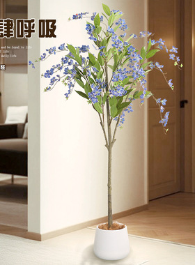 仿真植物垂丝茉莉花树高端酒店铺橱窗家居落地盆栽摆件装饰假绿植