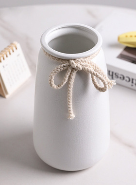 现代简约白色陶瓷花瓶摆件客厅干花鲜花插花民宿感家居装饰品