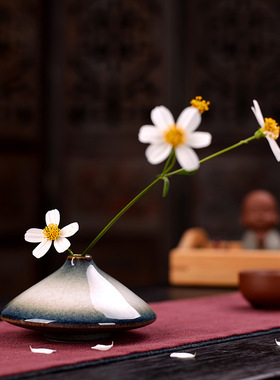 仿古窑变色釉花瓶 陶瓷花插 粗陶瓷家居工艺品复古小花器摆件