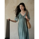 Дизайнерское платье с рукавами, китайский стиль, V-образный вырез, с вышивкой