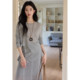Eryang Design Jiang Jinyue 100 lyocell sweater ແຂນຍາວ + ກະໂປງແອວສູງ drape suit ວ່າງ