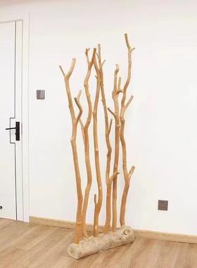 实木屏风隔断天然树枝民宿摆件