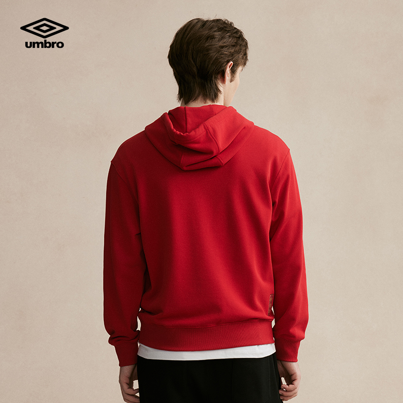 umbro茵宝官方经典连帽红色卫衣国风LOGO复古套头衫长袖上衣男 - 图1