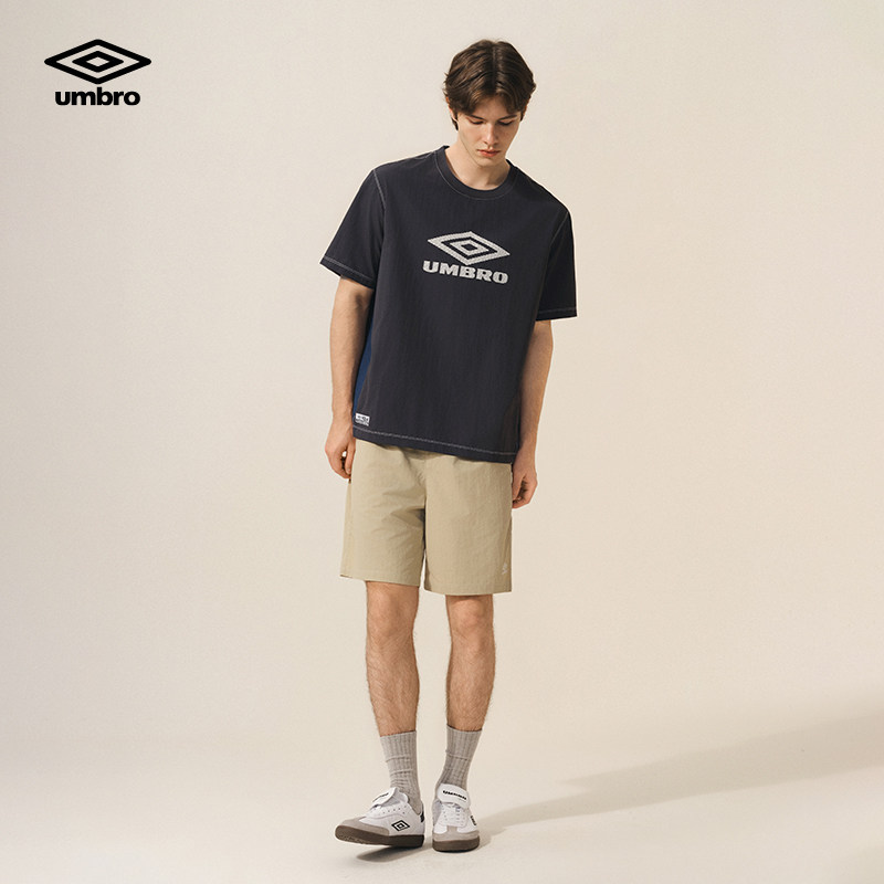 umbro茵宝官方短袖新款足球复古撞色圆领休闲男运动T恤衫抽绳上衣,淘宝优惠券,粉丝福利购,淘宝优惠卷