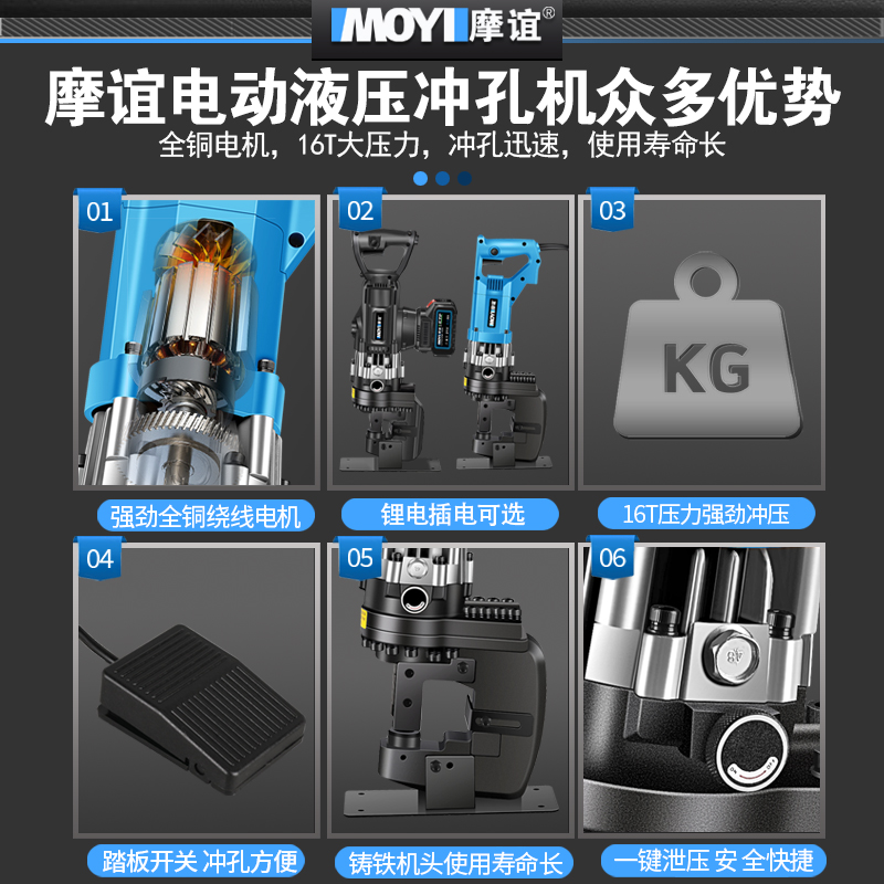 手提式电动液压冲孔机光伏专用打眼机锂电小型角铁槽钢开孔打孔器