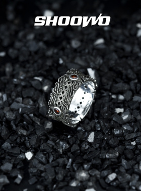 手午原创｜红宝石榴火守护戒指男士925银情侣食指高级感单身小众