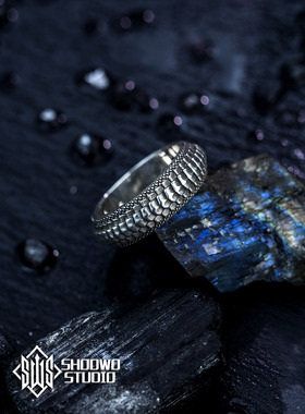 手午原创|925银男士戒指国风四圣兽青龙鳞片复古做旧小众设计感