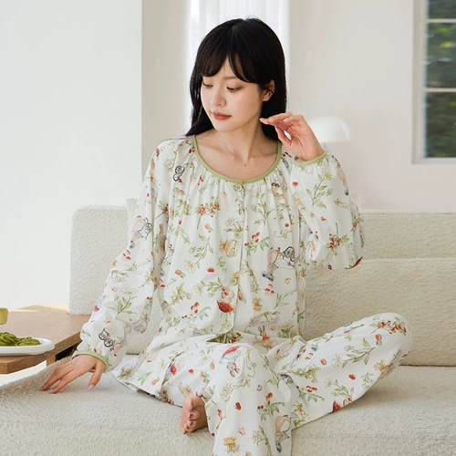 米度丽 Летняя тонкая хлопковая послеродовая пижама для кормящих грудью для молодой матери, впитывает пот и запах, 78 мес.