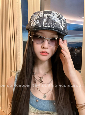 【刺绣前进帽】美式复古牛仔前进帽女百搭画家贝雷帽显脸小鸭舌帽