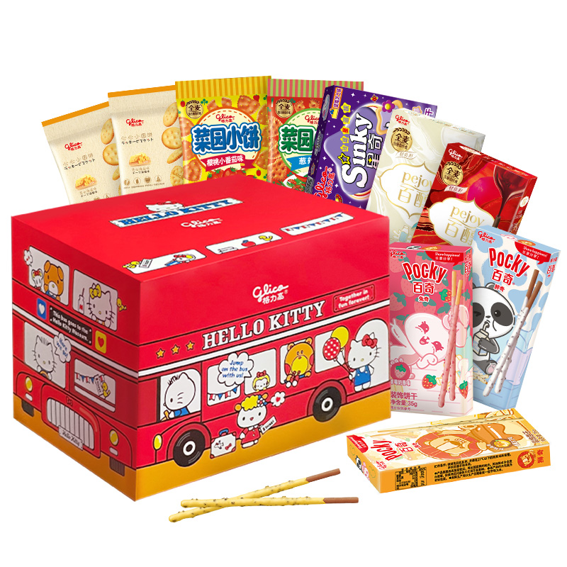 【林依輪直播間】格力高Hello Kitty美味巴士禮盒百醇百奇餅干棒_格力高官方旗艦店_零食_堅果_特產
