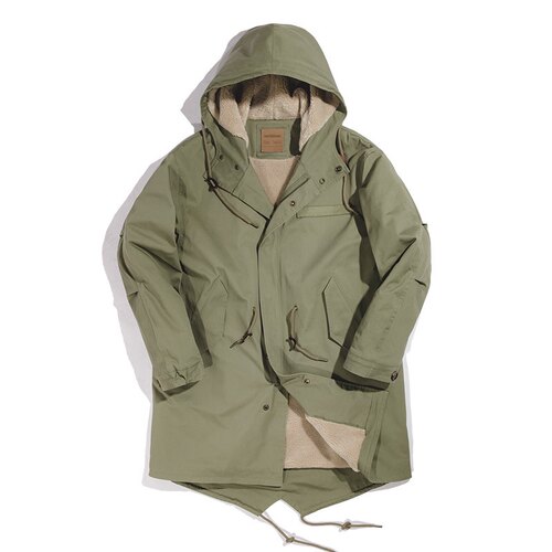 马登工装 新品美式复古M51鱼尾风衣派克服棉衣中长款连帽大衣男潮 - 图3