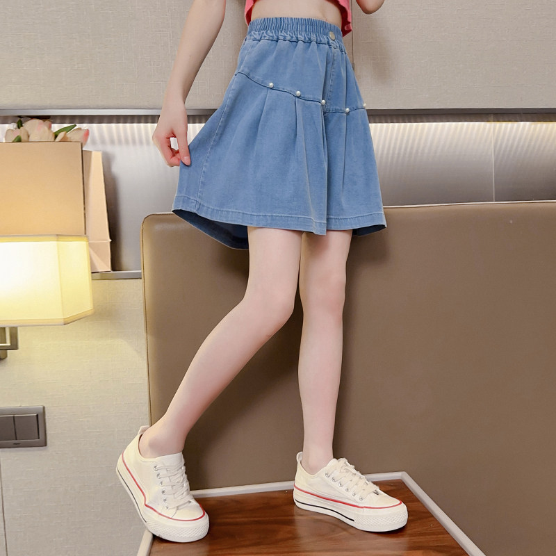 女童短裤夏季薄款时尚休闲五分裤中大童洋气韩版女孩天丝牛仔裙裤,淘宝优惠券,粉丝福利购,淘宝优惠卷