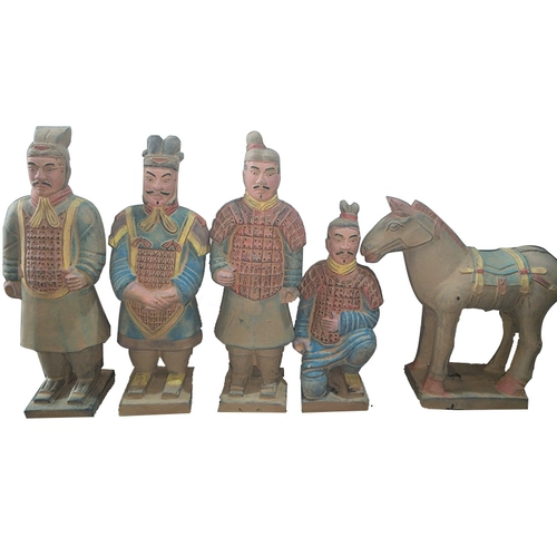 精品黑色陶俑五件套兵马俑彩绘套装摆件西安纪念品陕西特色小礼品