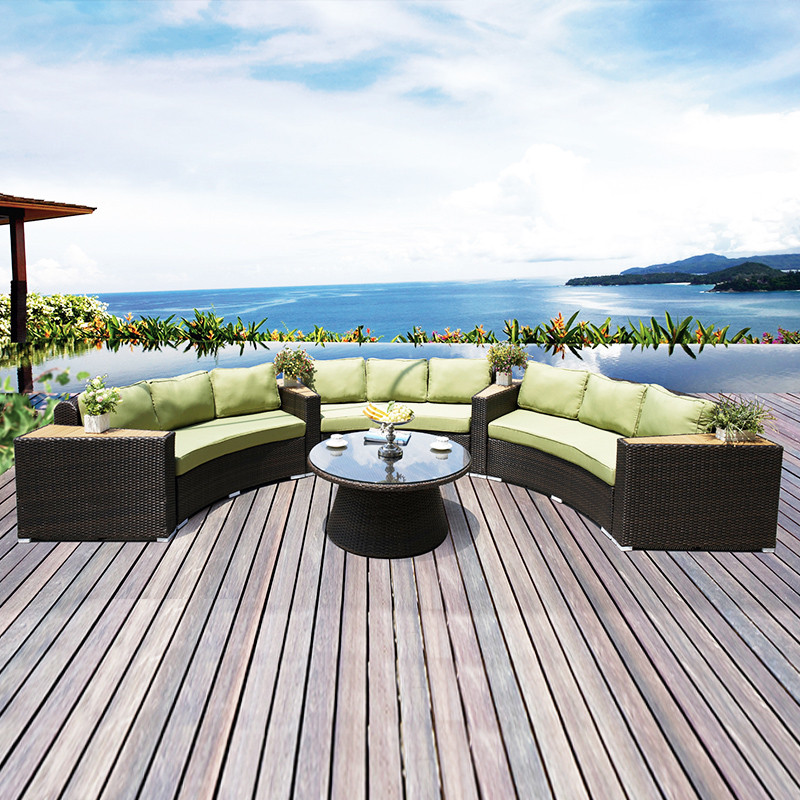 欧德户外圆形沙发现代简约客厅沙发庭院花园编藤沙发桌椅组合-图0