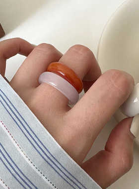 2024秋新闭口食指指环黄玛瑙百搭