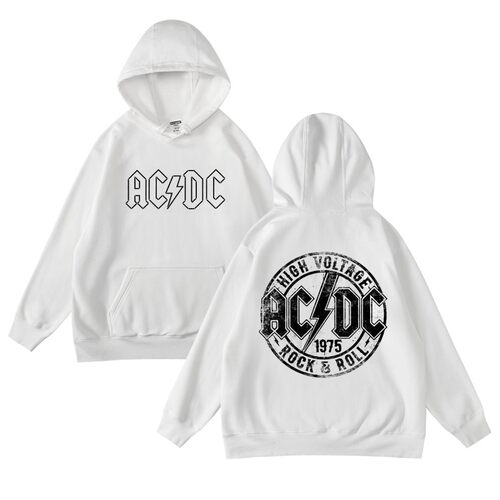 秋冬加绒连帽衫欧美重金属摇滚acdc乐队周边印花衣服男女中性通款 - 图0