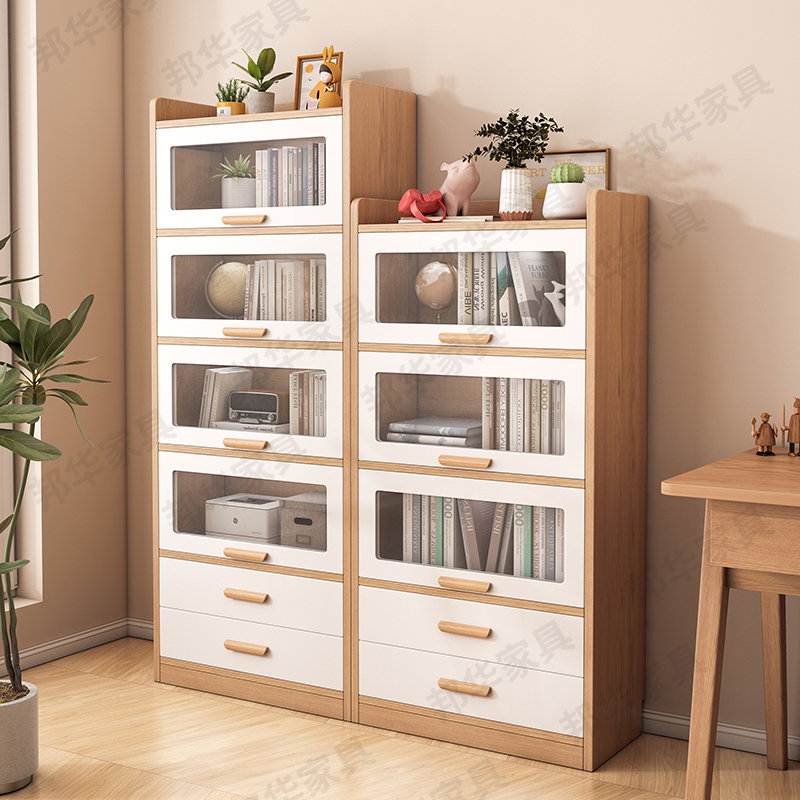 Solid wood custom bookcase student dustproof floor storage cabinet