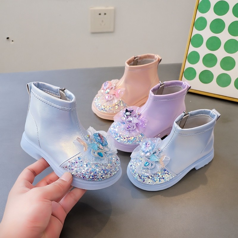 闪灯靴子水晶公主鞋加绒女童短靴2025秋冬新款儿童皮靴宝宝发光鞋,淘宝优惠券,粉丝福利购,淘宝优惠卷