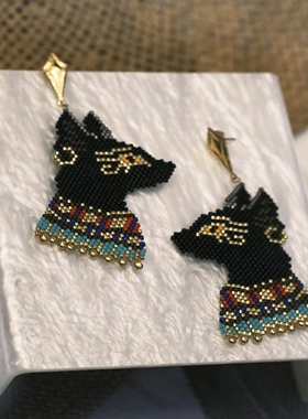 手工串珠埃及法老猫项链个性轻奢极繁主义显脸复古女神风胸针