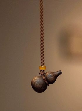 原创高品质天然奇楠沉香葫芦毛衣链吊坠福禄双全纳福项链百搭男女