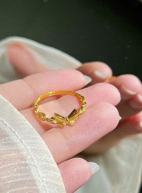 S990纯银蝴蝶戒指女超仙轻奢高级感可调节开口戒2024年新款爆款