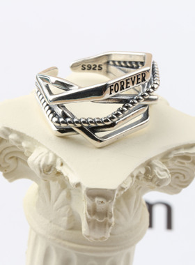 韩国东大门s925纯银女编织戒指