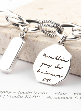 韩国东大门圆牌复古欧美风粗手链