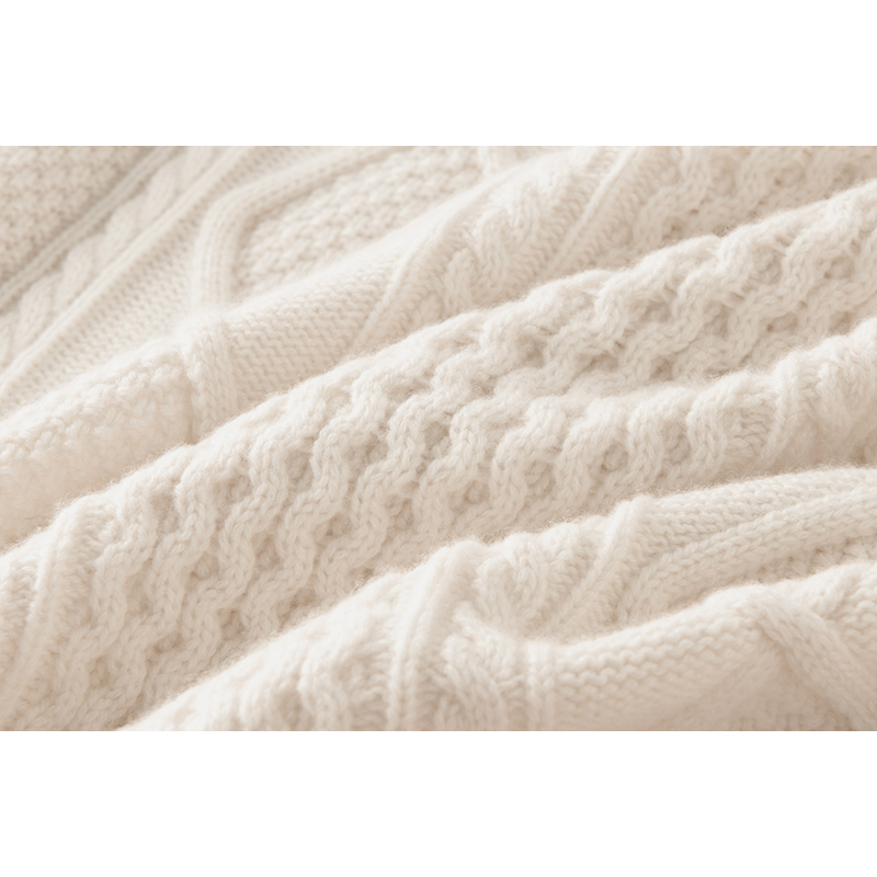 尽显柔美雅致~新款质感绞花长袖V领纯山羊绒针织开衫上衣外套 - 图1