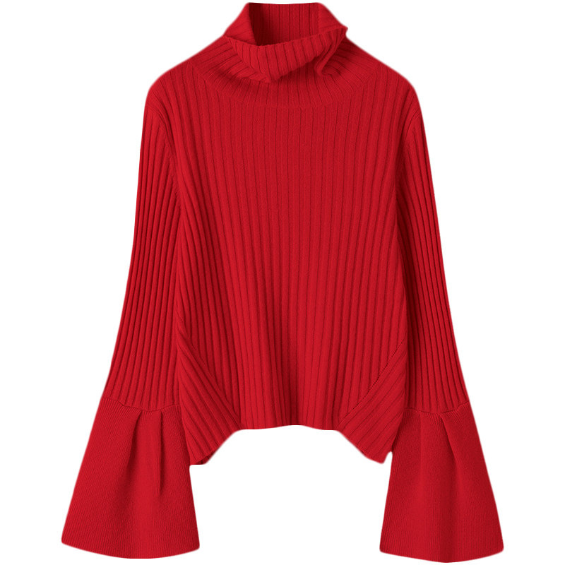 实穿新高度~2024新款100%喇叭袖山羊绒衫女高领针织羊绒短款毛衣,淘宝优惠券,粉丝福利购,淘宝优惠卷