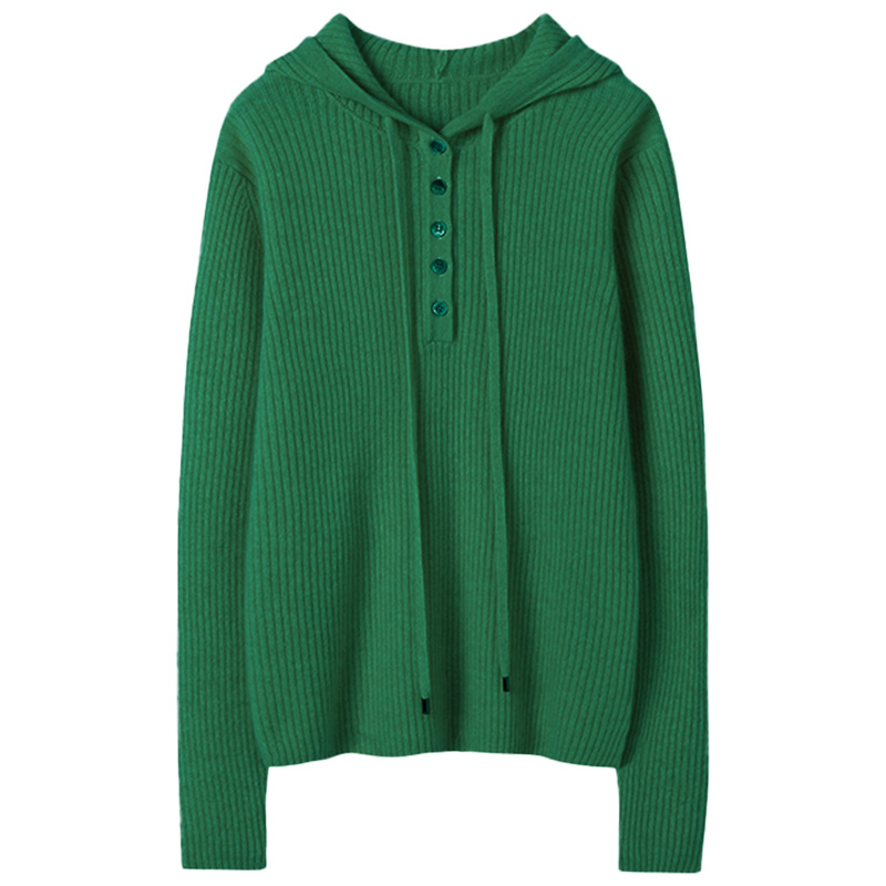 爱到骨子里了～连帽羊绒衫女纯山羊绒毛衣针织打底衫秋冬帽衫 - 图3