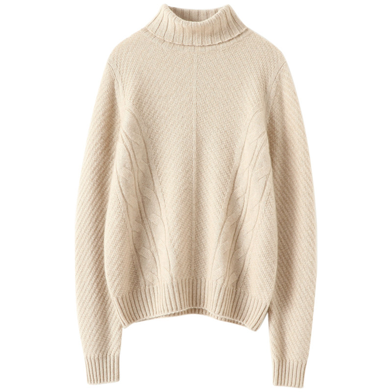 可优雅~可飒气！很美斜绞花羊绒衫女高领加厚纯羊绒毛衣打底衫冬,淘宝优惠券,粉丝福利购,淘宝优惠卷