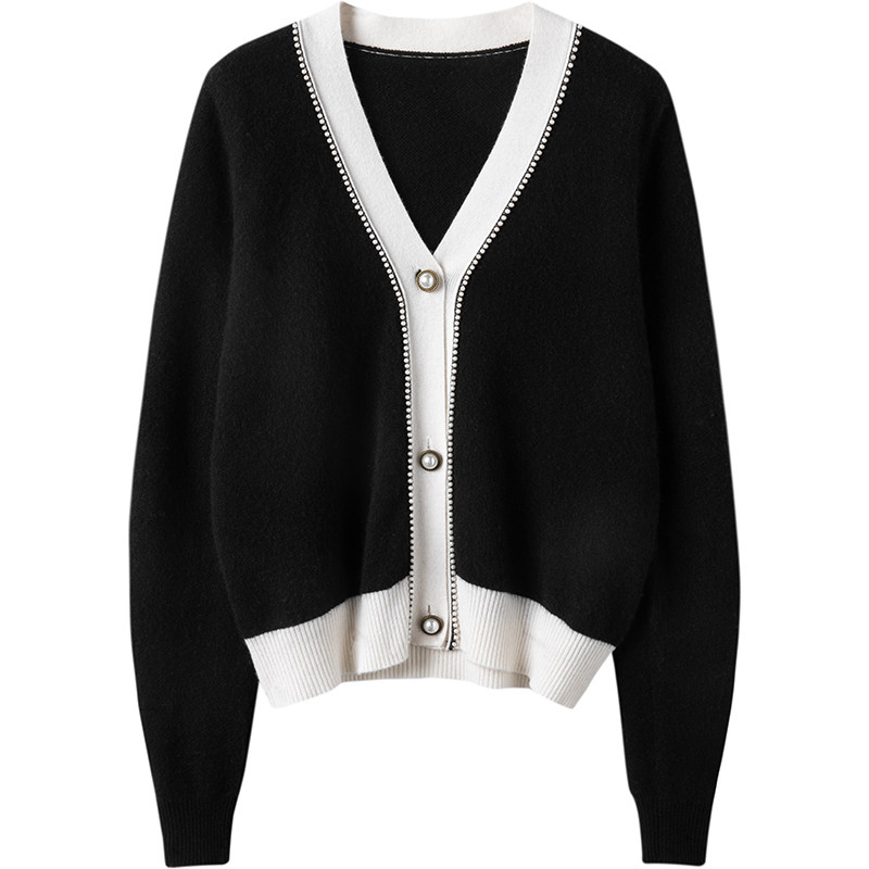 N货！D奢好货！美翻！钉珠V领小香风纯山羊绒开衫女毛衣针织外套,淘宝优惠券,粉丝福利购,淘宝优惠卷