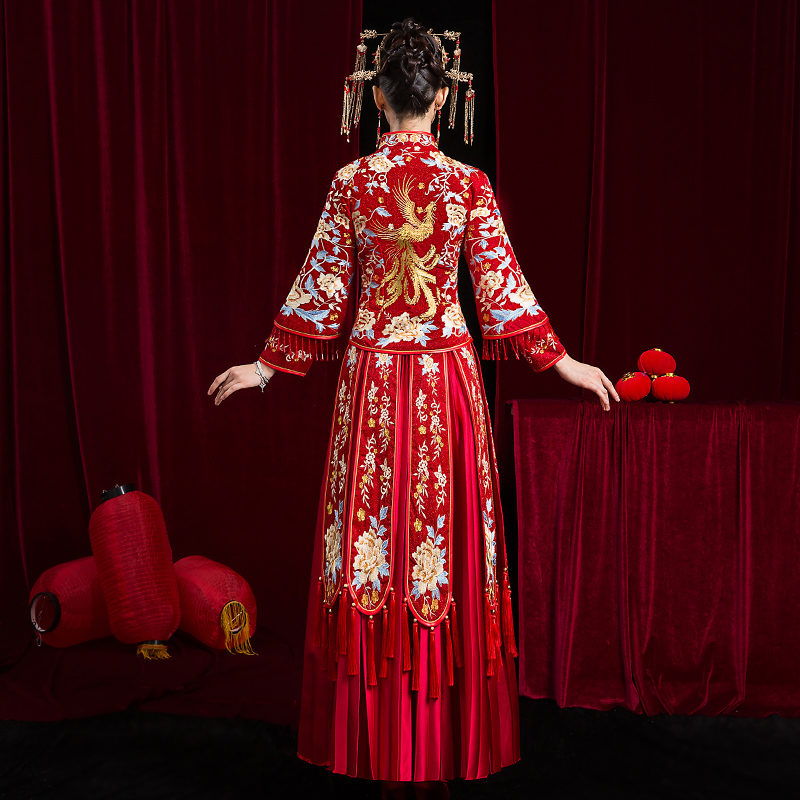 倾妍阁旗舰店秀禾服新款结婚中式婚纱年轻款女冬新娘敬酒礼服小个子龙凤褂3