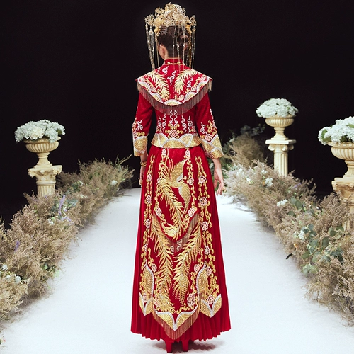 Свадебное платье Feng Guanxia, ​​Служба Служба 2023 Новая невеста Старший свадебный свадебный свадебный дракон и платье с Фениксом Лето лето