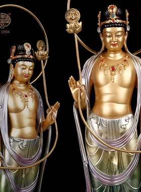 造像纯铜药师佛东方三圣