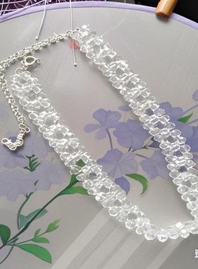 项链水晶尖石锁骨链女