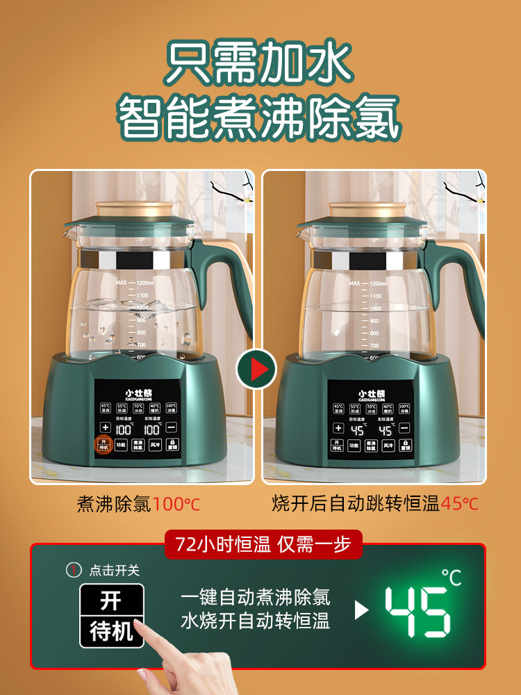 热水壶恒温器高硼硅玻璃一体保温杯 小壮熊调奶器