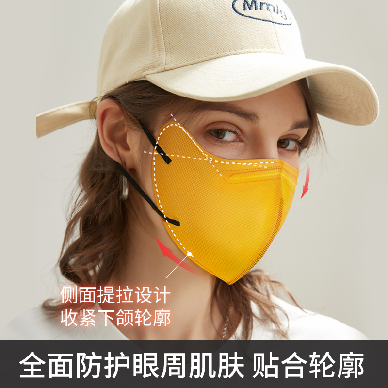 迪咕咪防晒口罩女防紫外线3d立体黑色春夏季护眼角一次性遮阳面罩