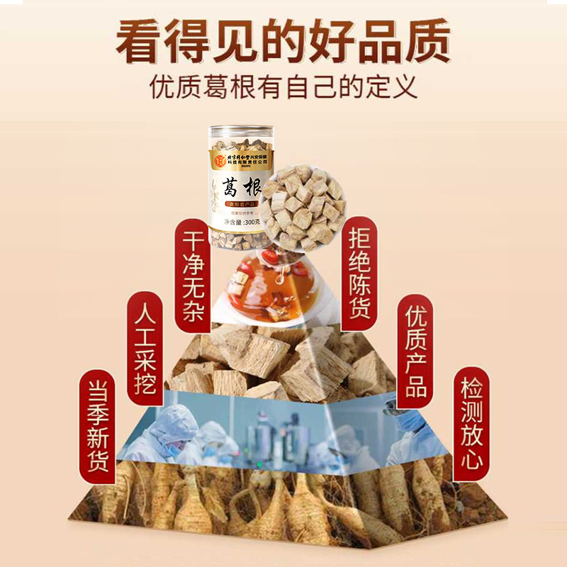 北京同仁堂宫廷序葛根块丁纯天然现挖新鲜柴葛根片茶葛根粉泡水,淘宝优惠券,粉丝福利购,淘宝优惠卷