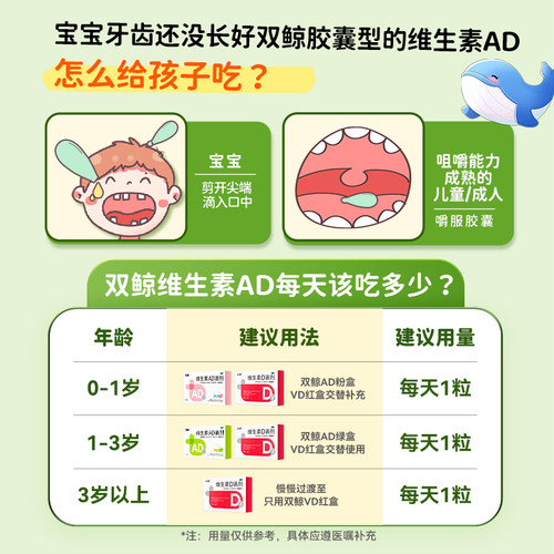 双鲸维生素AD滴剂d3一岁以上儿童增高婴儿宝宝药品药房成长补钙 - 图3