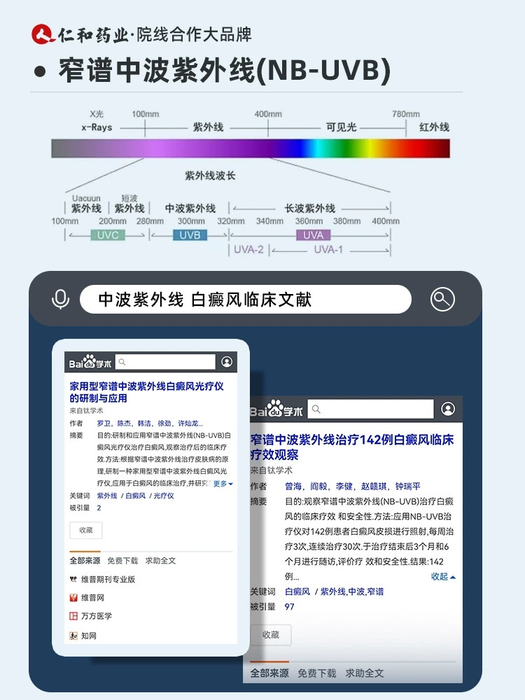 仁和白癜风光疗仪准分子308nm紫外线灯家用311uvb银屑病治疗机