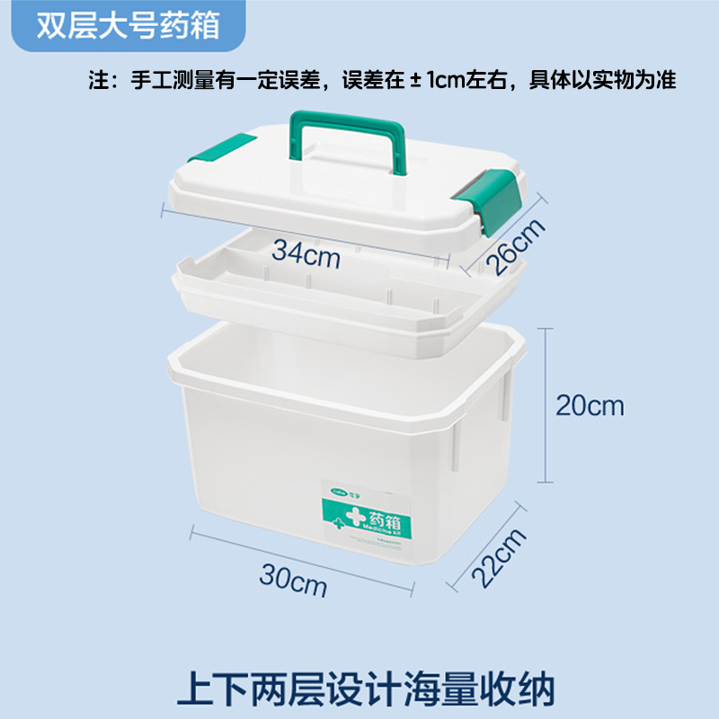 可孚药箱医药箱家用急救药箱双层大号药箱家庭装家用大容量收纳盒-图2