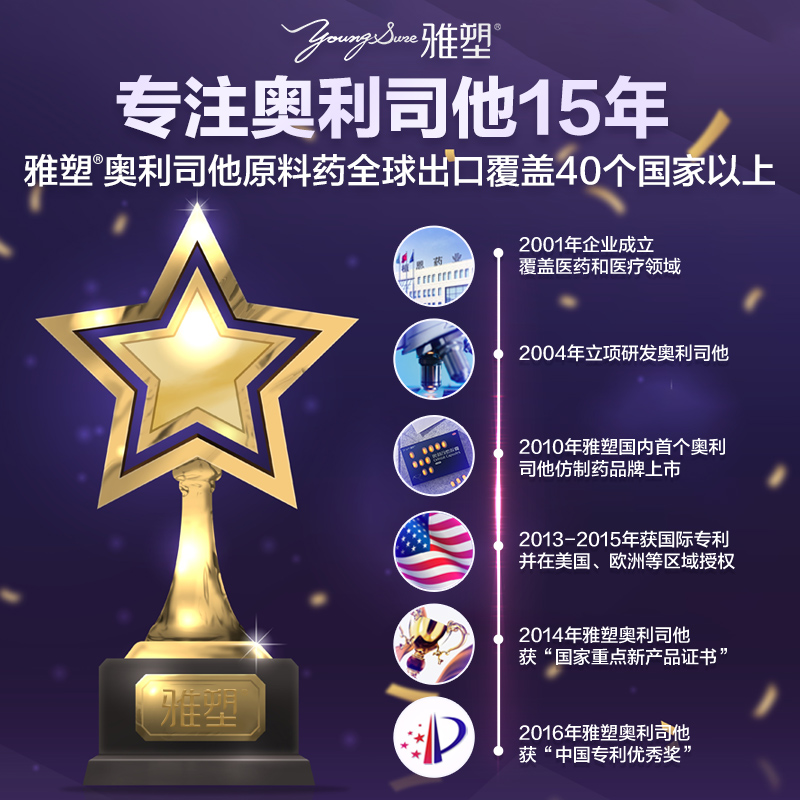 阿里健康大药房雅塑奥利司他胶囊减肥药正品瘦身燃脂排油丸赛乐赛官网暴瘦腿神器2