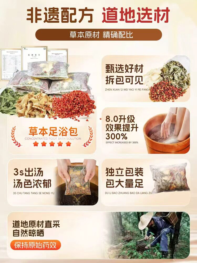 花椒生姜艾草叶专用泡脚药包非去湿气排毒驱寒气助睡眠中药足浴包