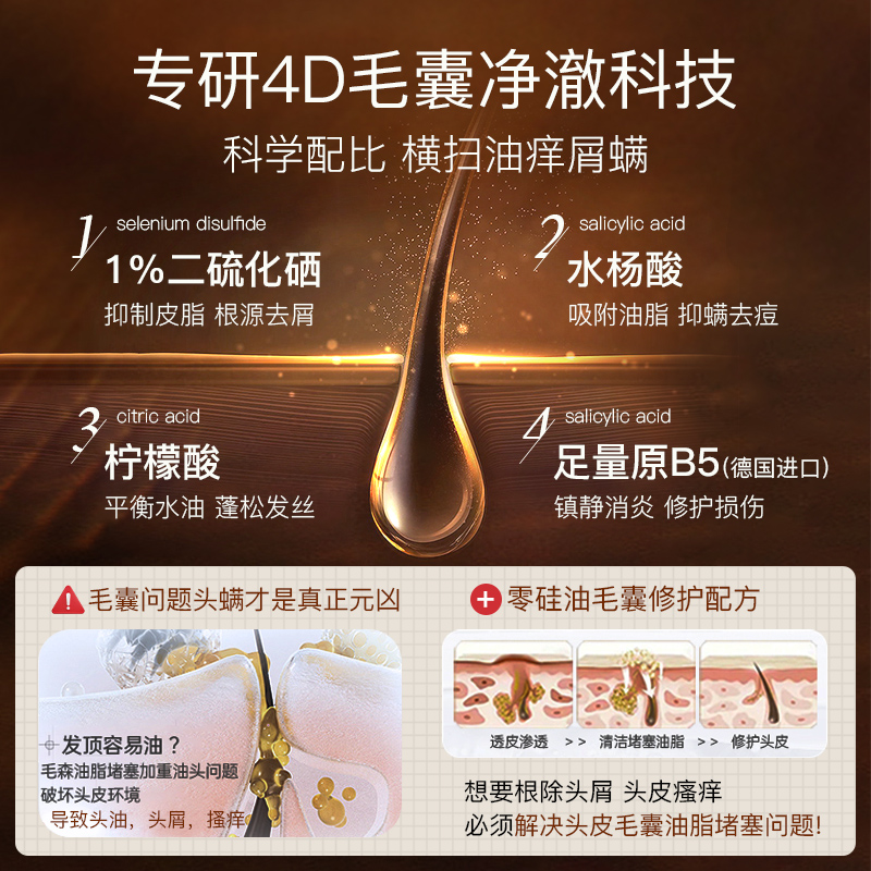 二硫化硒去屑止痒毛囊洗发水头痒有疙瘩中药炎专用液露官方旗舰店