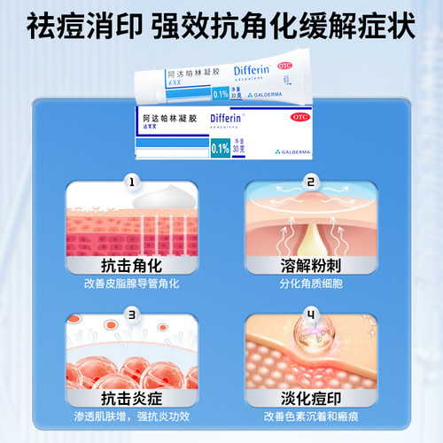 达芙文阿达帕林凝胶维a酸乳膏祛痘药膏淡化痘坑痘印粉刺黑头正品 - 图2
