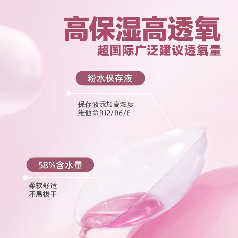 晶硕小粉片日抛30片隐形眼镜近视透明水润B12维他命一次性正品