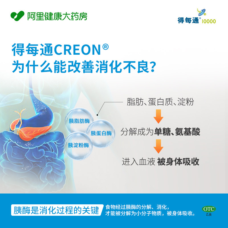【7盒装】雅培得每通胰酶肠溶胶囊厌食胃胀气消化不良健胃消食_虎窝淘