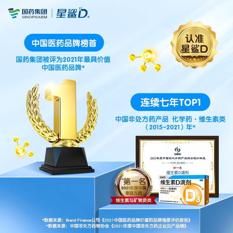 阿里健康大药房7盒】星鲨30粒维生素D滴剂(胶囊型)VD维D儿童补钙婴幼儿维生素D31