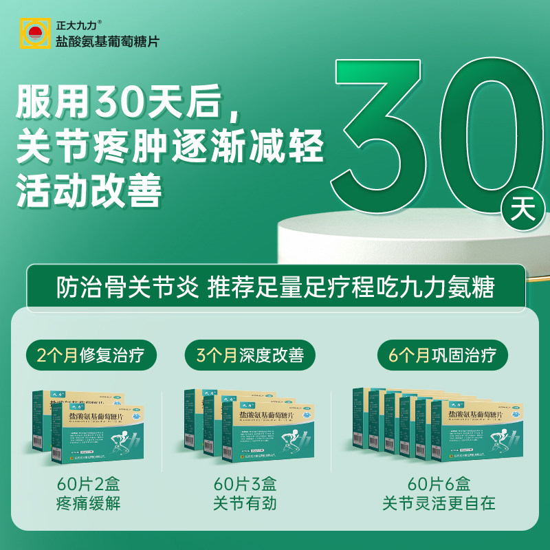 正大九力盐酸氨基葡萄糖片骨关节炎疼痛膝关节氨糖软骨素官方胶囊